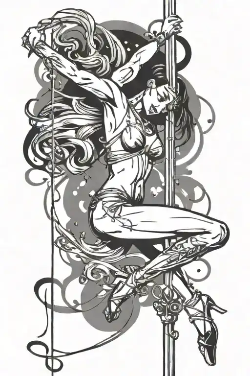 Pole Dancer With Music Elements