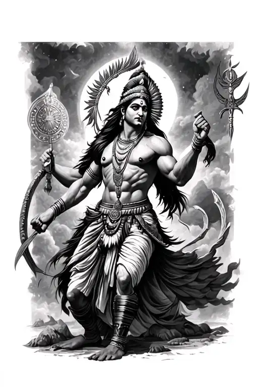 Hindu Mahabharat Warrior Fighting