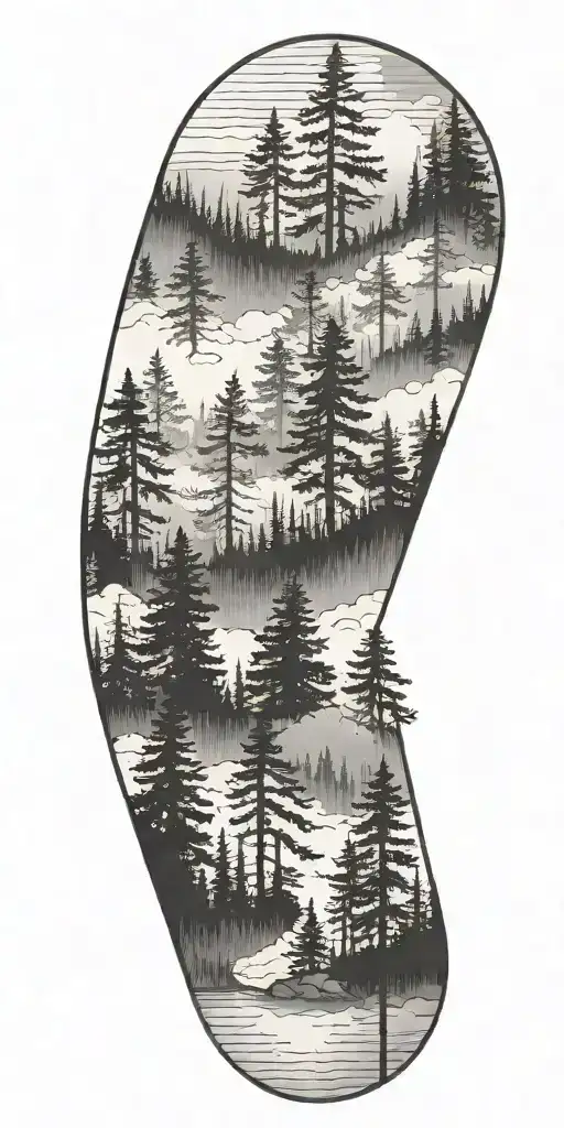 Forest Line With Fog