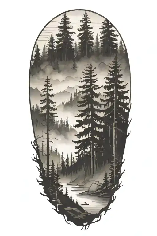 Forest Line With Fog