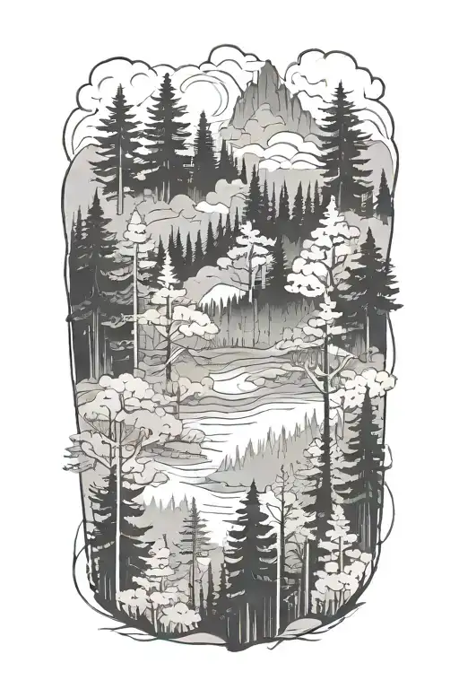 Forest Line With Fog