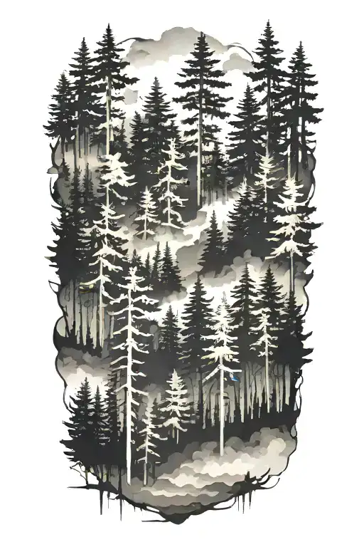 Forest Line With Fog