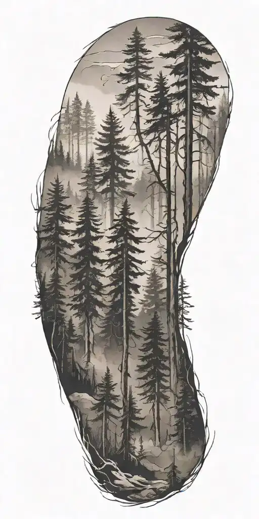 Forest Line With Fog