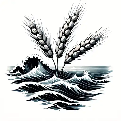 Wheat And Ocean Waves