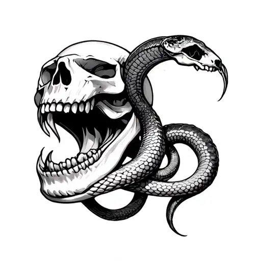 Serpents Coming From Skull Mouth