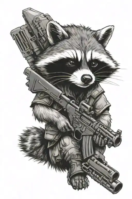 Tactical Racoon Holding Gun