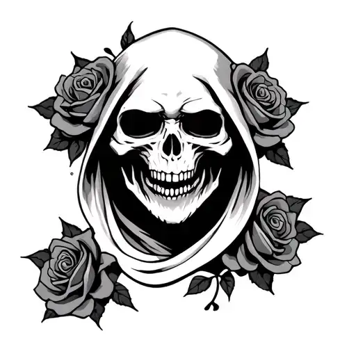 Grim Reaper With Roses Intertwined