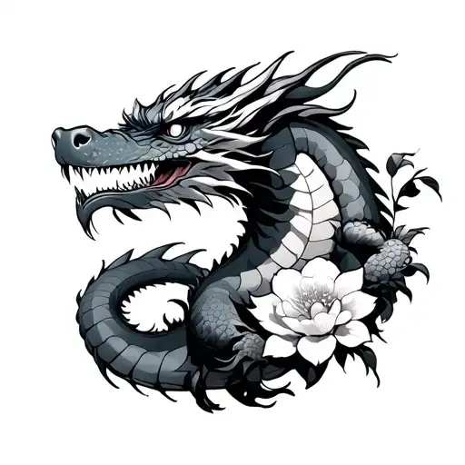 Spawns A Dragon With Japanese Flowers