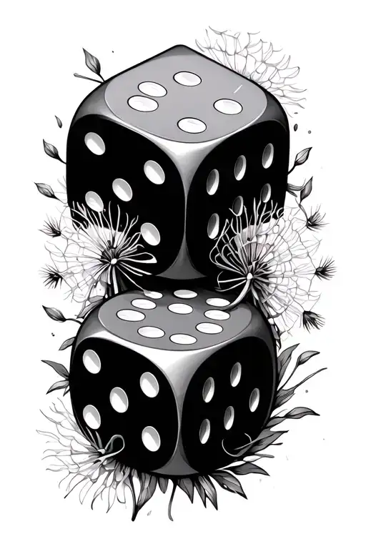 Rpg Dice Intertwined With Dandilion Seeds Float Air