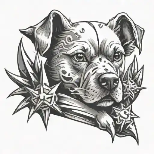 Dog Paw And Spikes Crossed Over Each