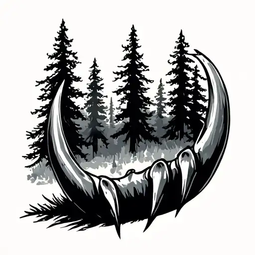 Bear Claw With Trees Background Looking