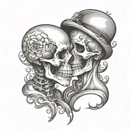Skull Lovers Kissing