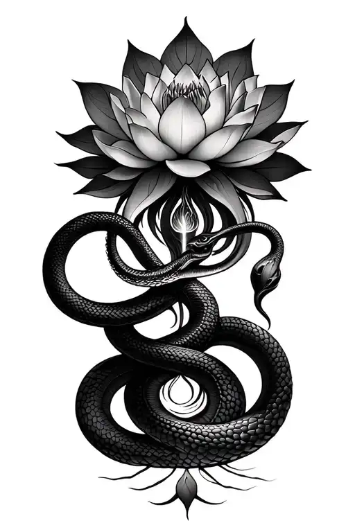 Kundalini Awakening With Snake And Lotus Flower