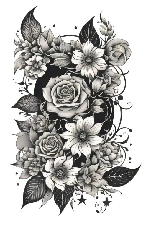 Floral Celestial Elements Like Stars