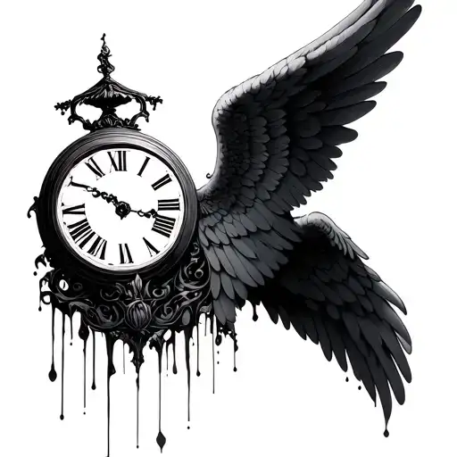 Angel Wings And Clock Melting Clock