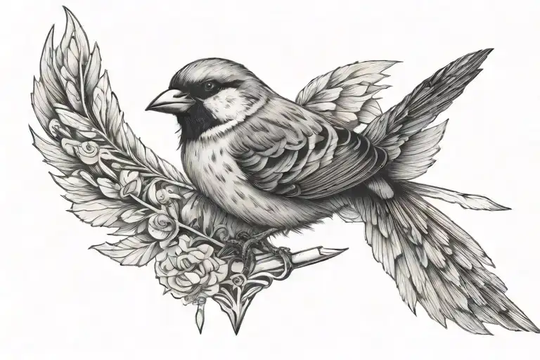 Sparrow Shot By An Arrow Piercing