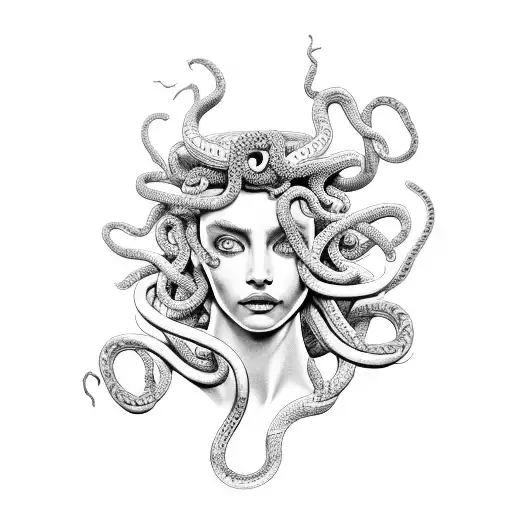 Medusa With Snakes On Her Head