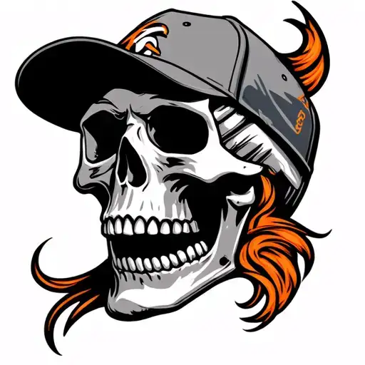 Skull Wearing Broncos Cap