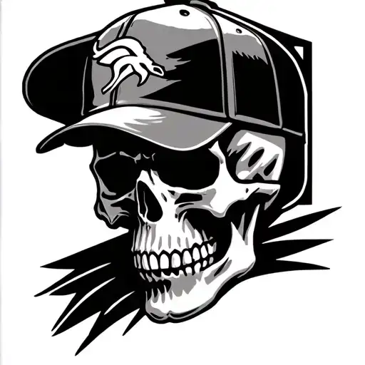 Skull Wearing Broncos Cap
