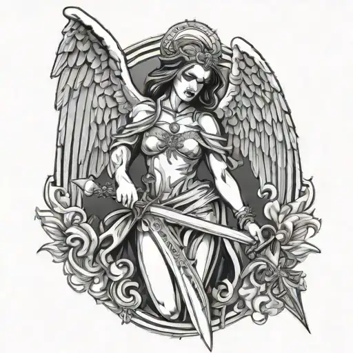 Gothic Angel Above Sword Below