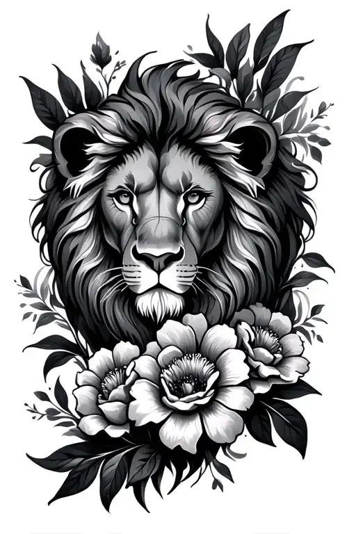 Lion Flowers Intertwined