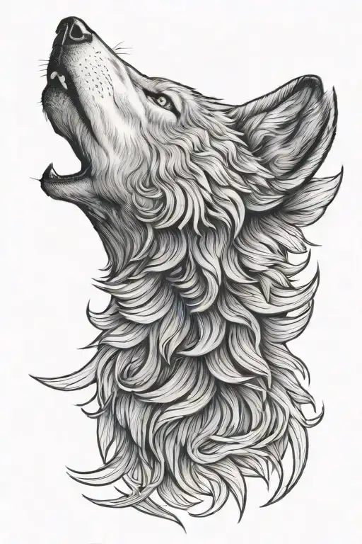 Wolf Howling Neck Tattoo Design