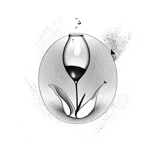 An Hourglass With Falling Tulip Petals Instead Of Sand