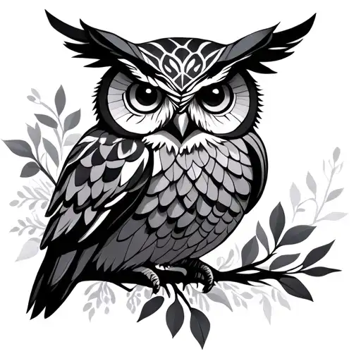 Floral Geometric Owl With