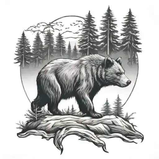 Bear Forest Wolf Landscape