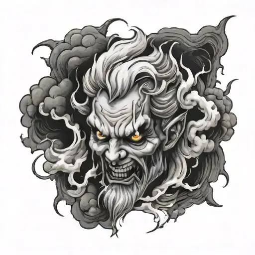 Evil Looking Cloude With Flashes Inside Surrounded