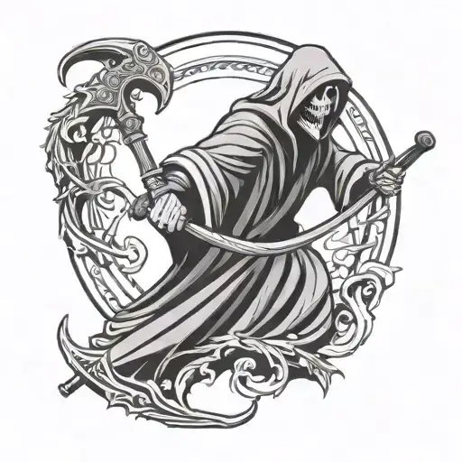 Grim Reaper Holding A Scythe