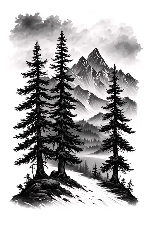 Forest With Mountains
