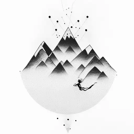 A Tattoo Of A Mountain Range With A Silhouette Of A Woman Dancing On Top