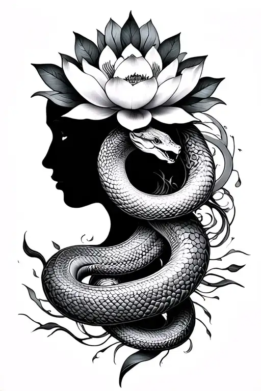 Kundalini Awakening With Snake And Lotus And Energy Line