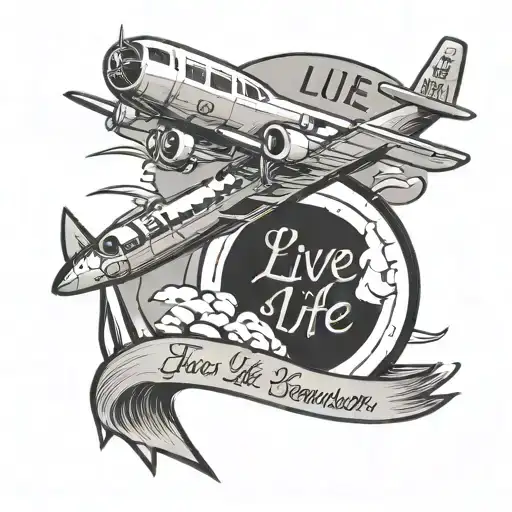 An Airplane Flying Into The Future And The Inscription Live A Life You Will Remember