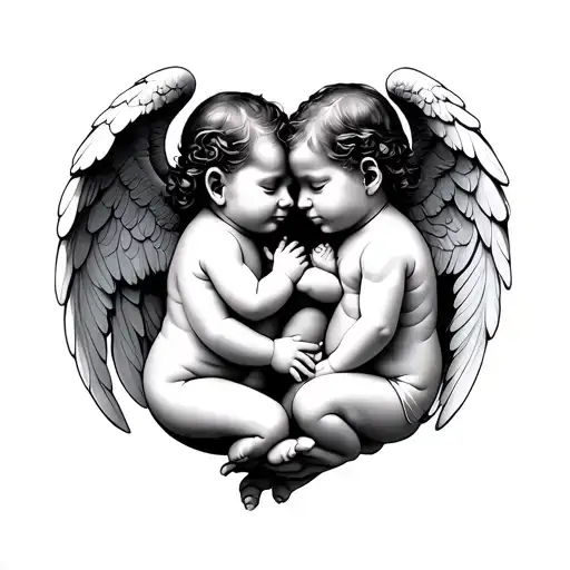 2 Angel Babies In Hands Holding