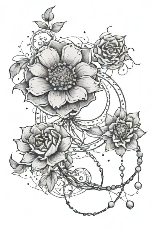 Zodiac Sign Cancer With Flower And Constellation