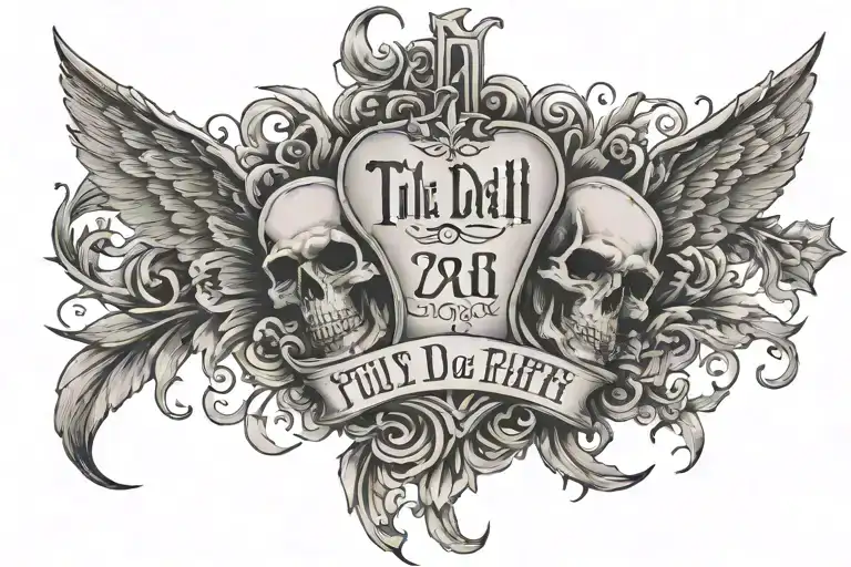 Gothic Words Saying Till Death Do Us Part With Roman Numbers Under In With 2-4-2019