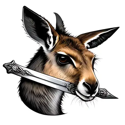 Kangaroo And Sword Intertwined