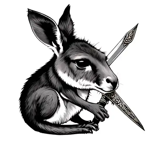 Kangaroo And Sword Intertwined