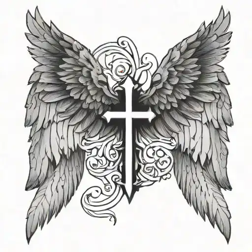 An Eagle Wing With A Cross In The Middle