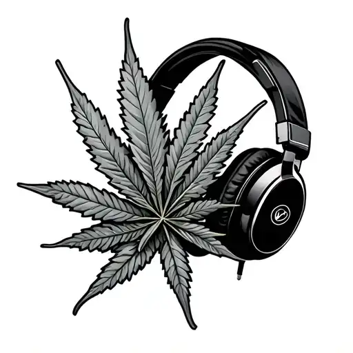 Weed Leaf Headphones Listening