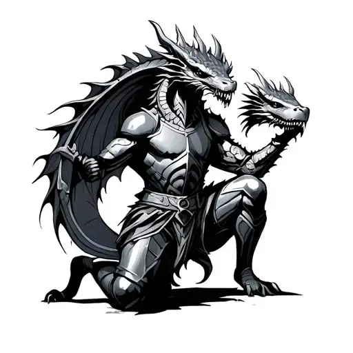 Kneeling Knight With Dragon