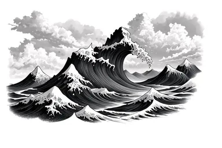 Wave And Mountain Peaks