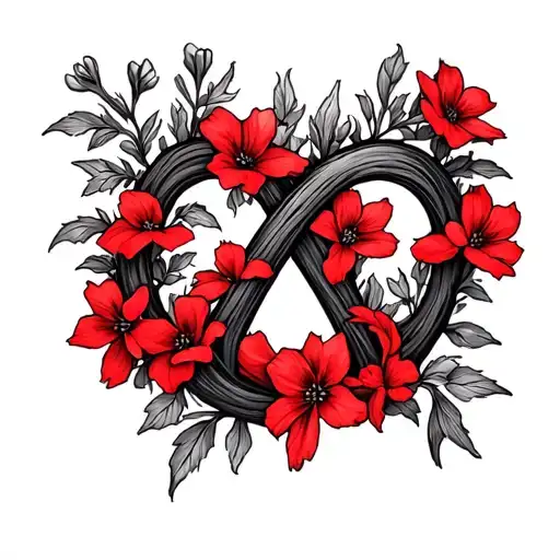 Red Larkspur Flowers In The Shape Of An Open Infinity Symbol