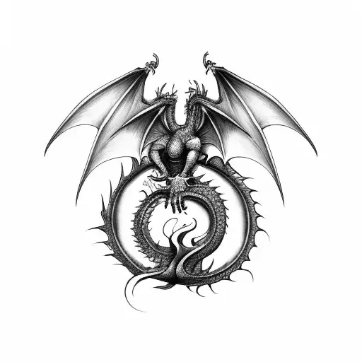 Dragon On Back Red And Black To Represent Two Brothers