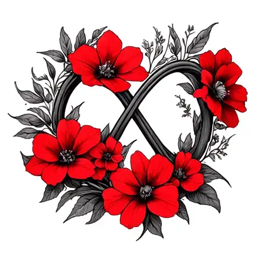 Red Larkspur Flowers In The Shape Of An Open Infinity Symbol