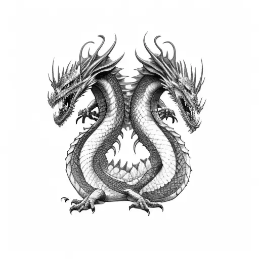 Two Dragons On Back Red And Black To Represent Two Brothers