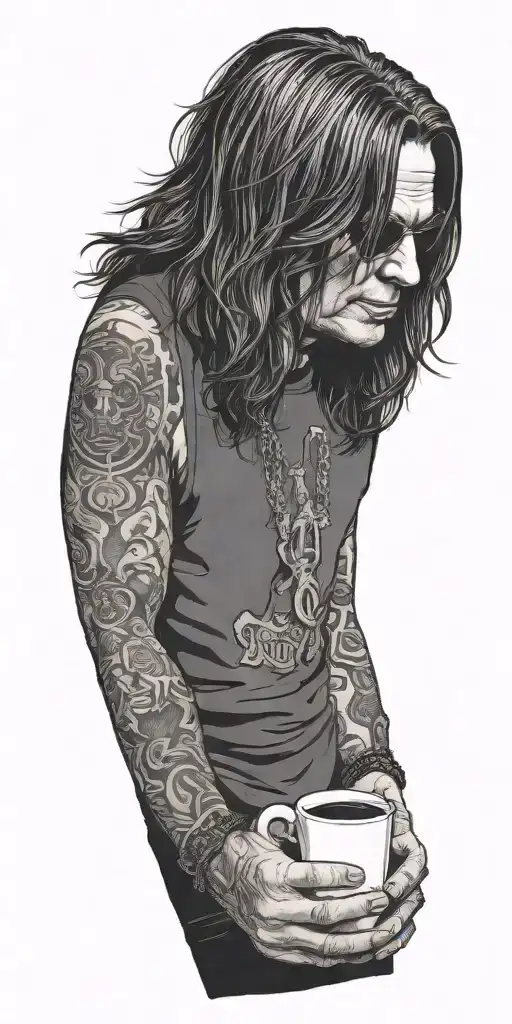 Ozzy Osbourne Drinking Coffee