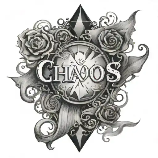 Fairytale Style With The Word 'Chaos' Written Through It But In Black And White Diamond